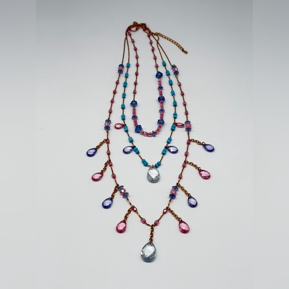 Joan Rivers Signed 3-Strand Beaded Statement Necklace – Pastel Drops | 26” - Picture 3 of 16